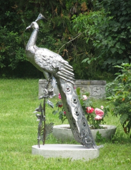 Peacock statuette steel